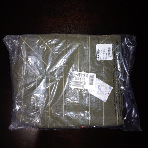 Land's End Mens Barn Jacket Olive Green Ivory beige Plaid Jacket XLT TXL 46L 48L - Picture 7 of 7